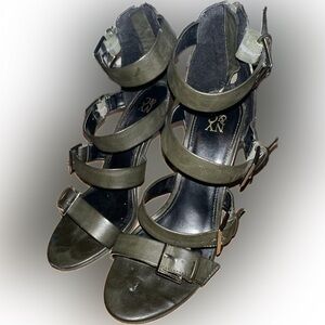 NYC Women's Olive Strappy Heels